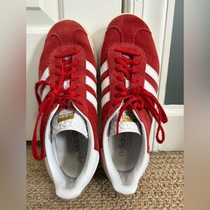 Red Adidas Gazelle Sneakers. Size 9.